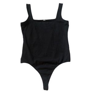 BP black square neck tank thong body suit S